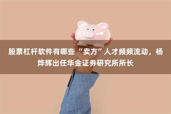 股票杠杆软件有哪些 “卖方”人才频频流动，杨烨辉出任华金证券研究所所长